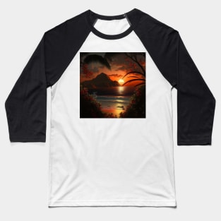 Tropical Island - Sunset Paradise Baseball T-Shirt